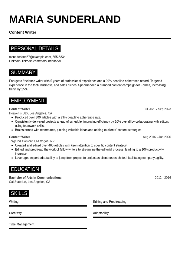 How To Make A Freelancer Resume CVwizard