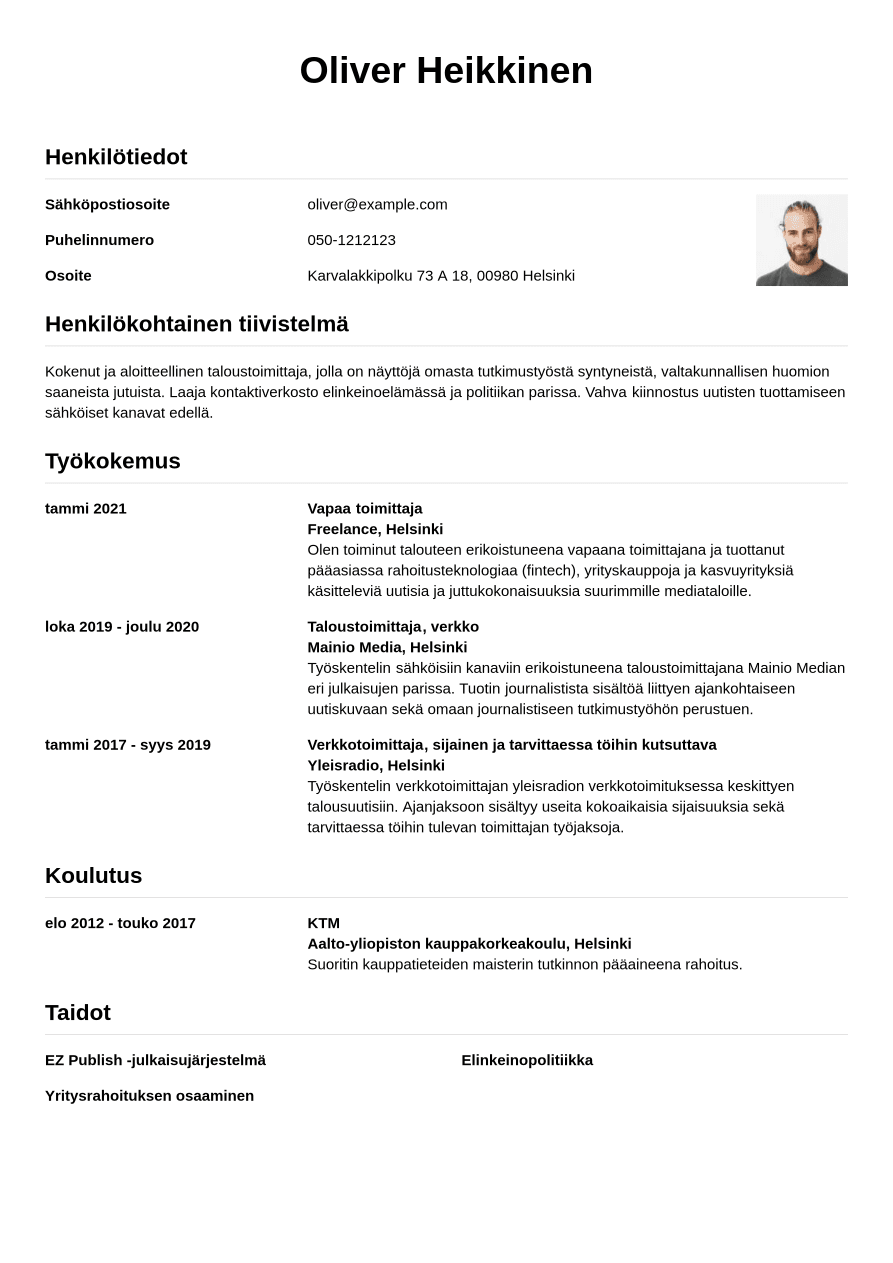 CV mallipohjat CVwizard
