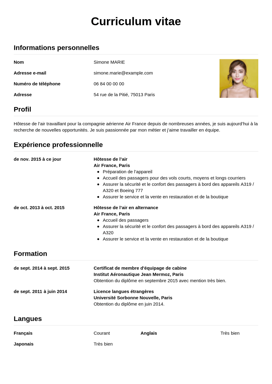 Exemple De CV H tesse De L air Ou Un Steward CVwizard exemple-de-cv-h-tesse-de-l-air-ou-un-steward-cvwizard