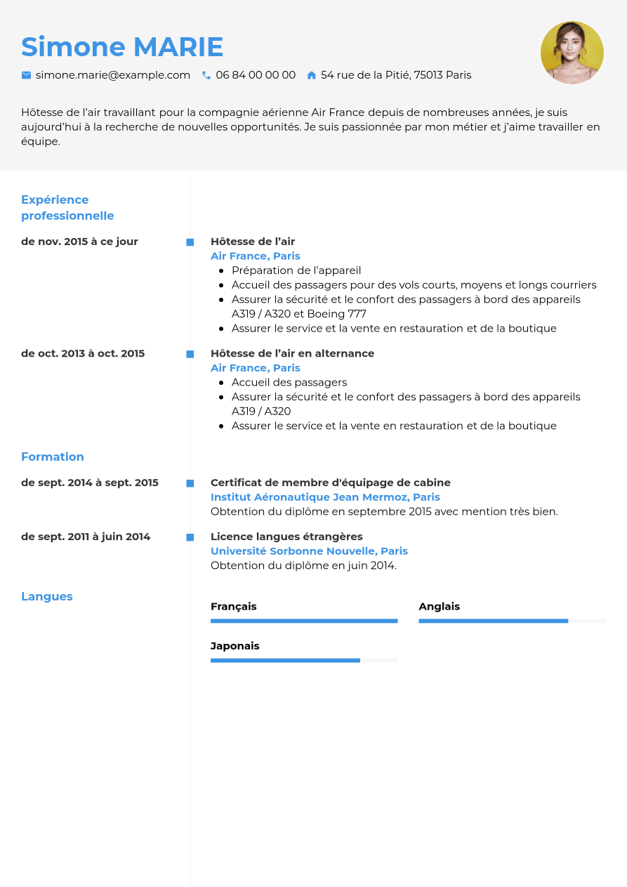 Exemple De CV H tesse De L air Ou Un Steward CVwizard exemple-de-cv-h-tesse-de-l-air-ou-un-steward-cvwizard