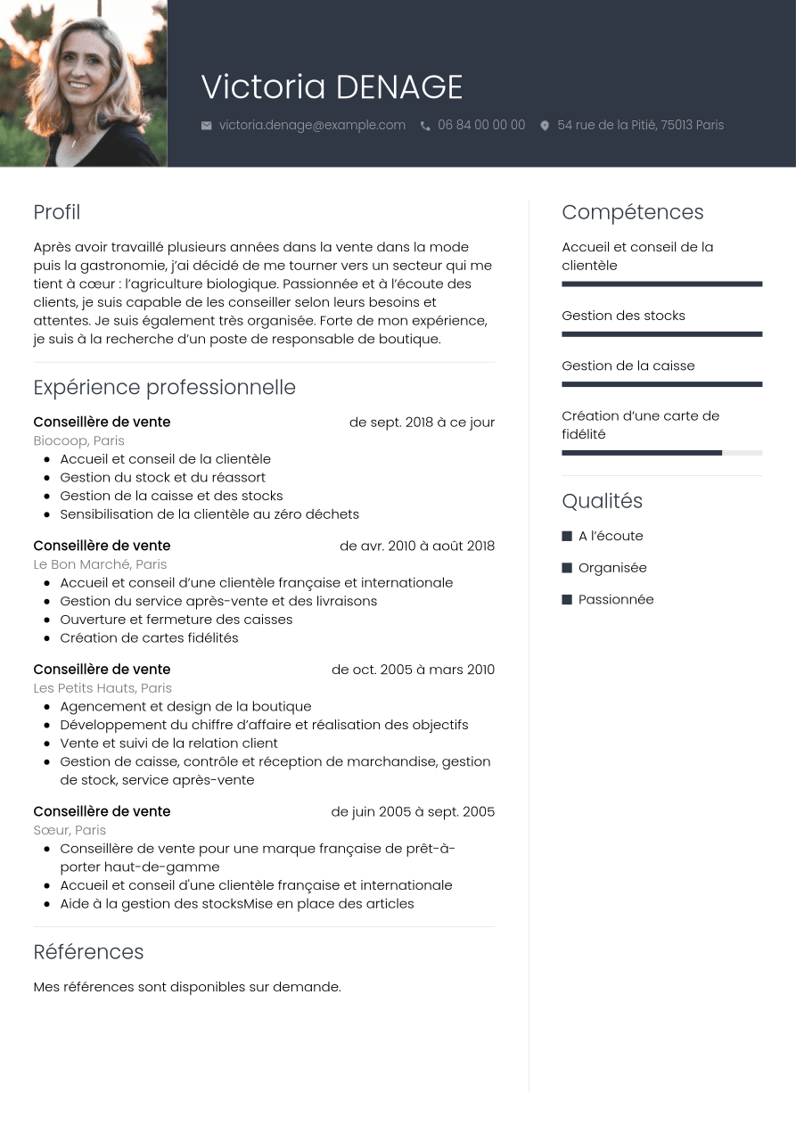 Exemple De CV Vendeuse Vendeur CVwizard