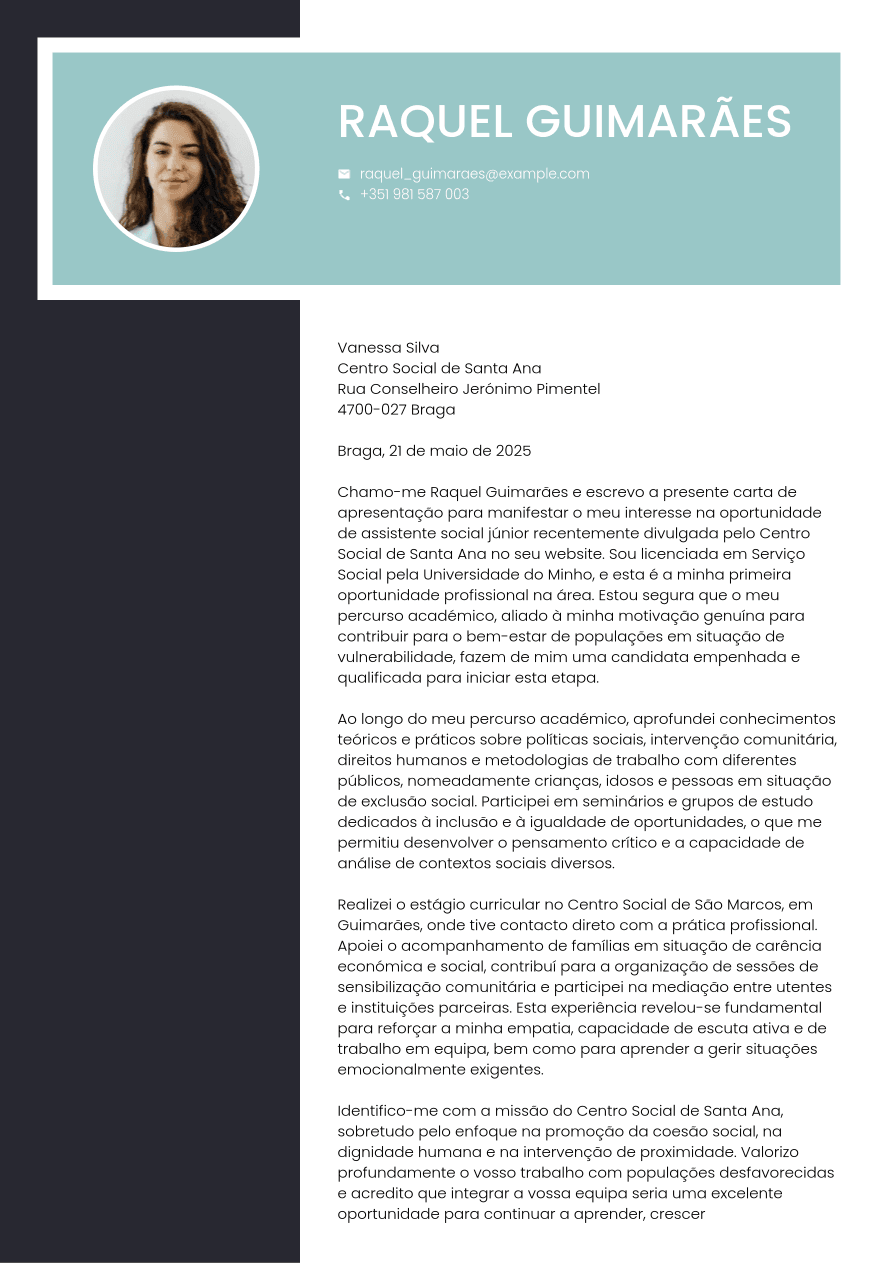 Carta de apresentação para primeiro emprego: exemplo - CVwizard