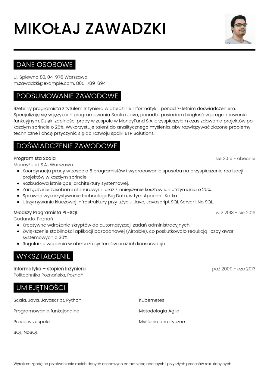 CV Programisty – przykład + poradnik - CVwizard
