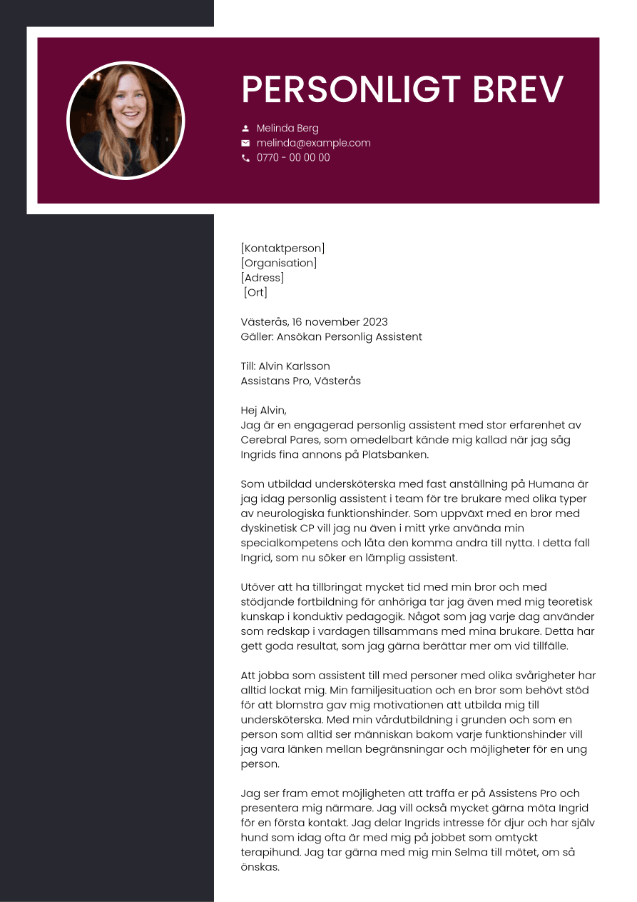 Skriv ett vinnande personligt brev på några minuter - CVwizard