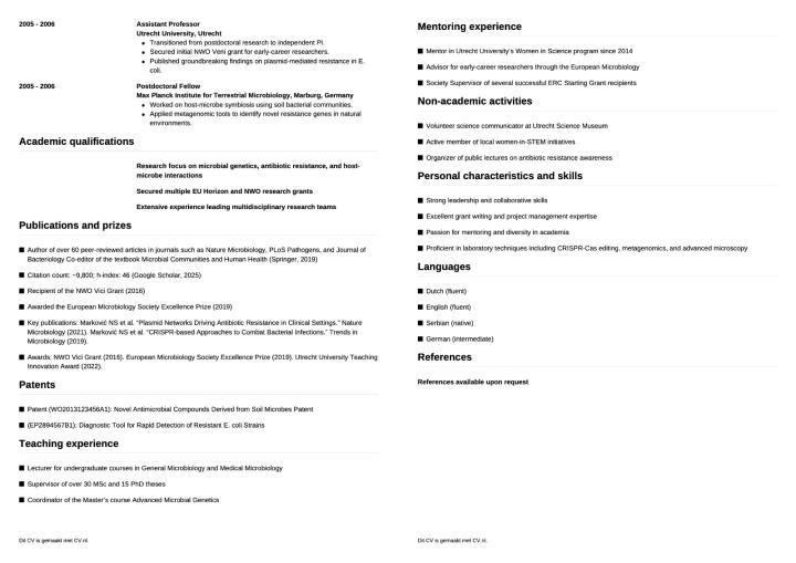 Engels/academisch cv pagina 2