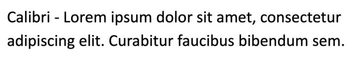 Calibri lettertype voorbeeld
