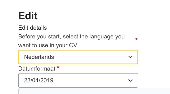Europass cv - kies je taal
