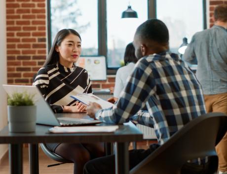 A recruiter speaking with a candidate about the candidate's resume language skills