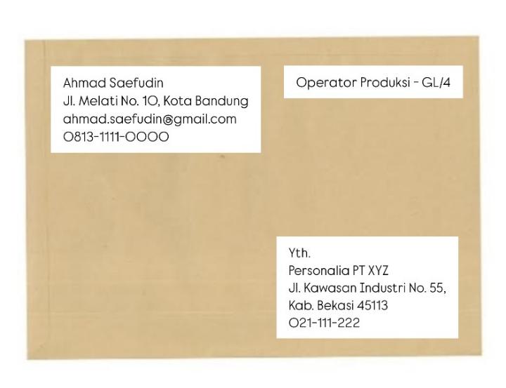 Contoh amplop surat lamaran kerja operator produksi