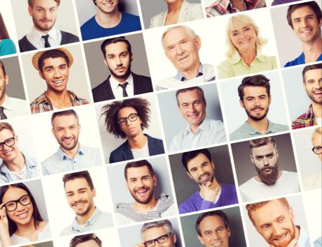 Volti di uomini e donne in formato fototessera per rappresentare la foto sul cv