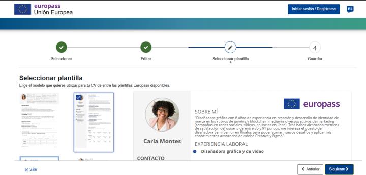 5 - Elige tu plantilla de currículum Europass