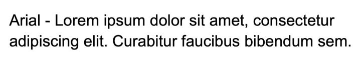 Arial lettetype voorbeeld