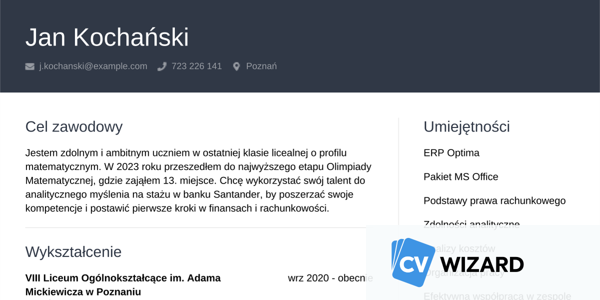 CV dla ucznia – porady + jak napisać - CVwizard