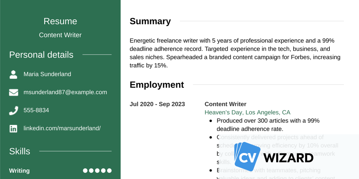 How To Make A Freelancer Resume CVwizard